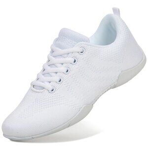 BAXINIER White Mesh Cheerleading Dance Shoes Breathable Performance Cheer Sneake